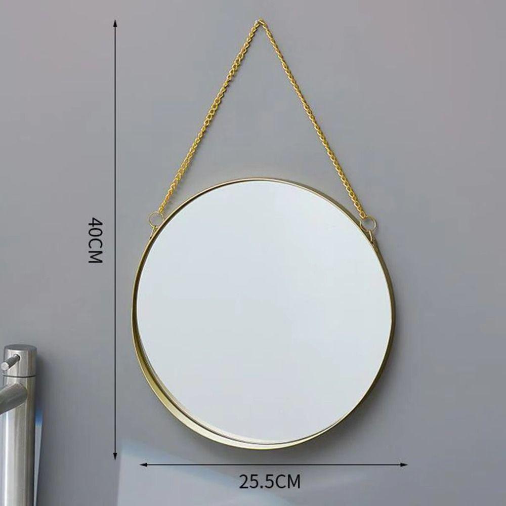 Round/Hexagonal/Rectangle Creative Makeup Mirror Metal Chain Wall Hanging Mirror Washstand