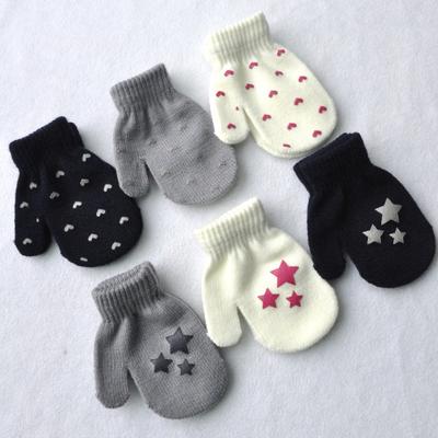 Süße Liebe Herz Stern Druck verdicken Säugling Baby Winter weiche warme Strickhandschuhe