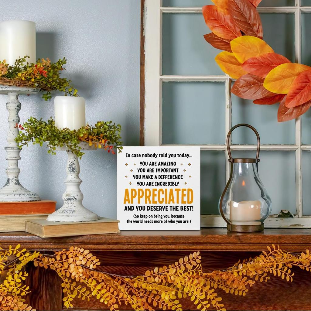 Appreciation Gifts for Coworker boss teacher Women Men Friends - Thank You Gifts Inspirational Team Gift Ideas - Motivational Quote Desk Wooden Box