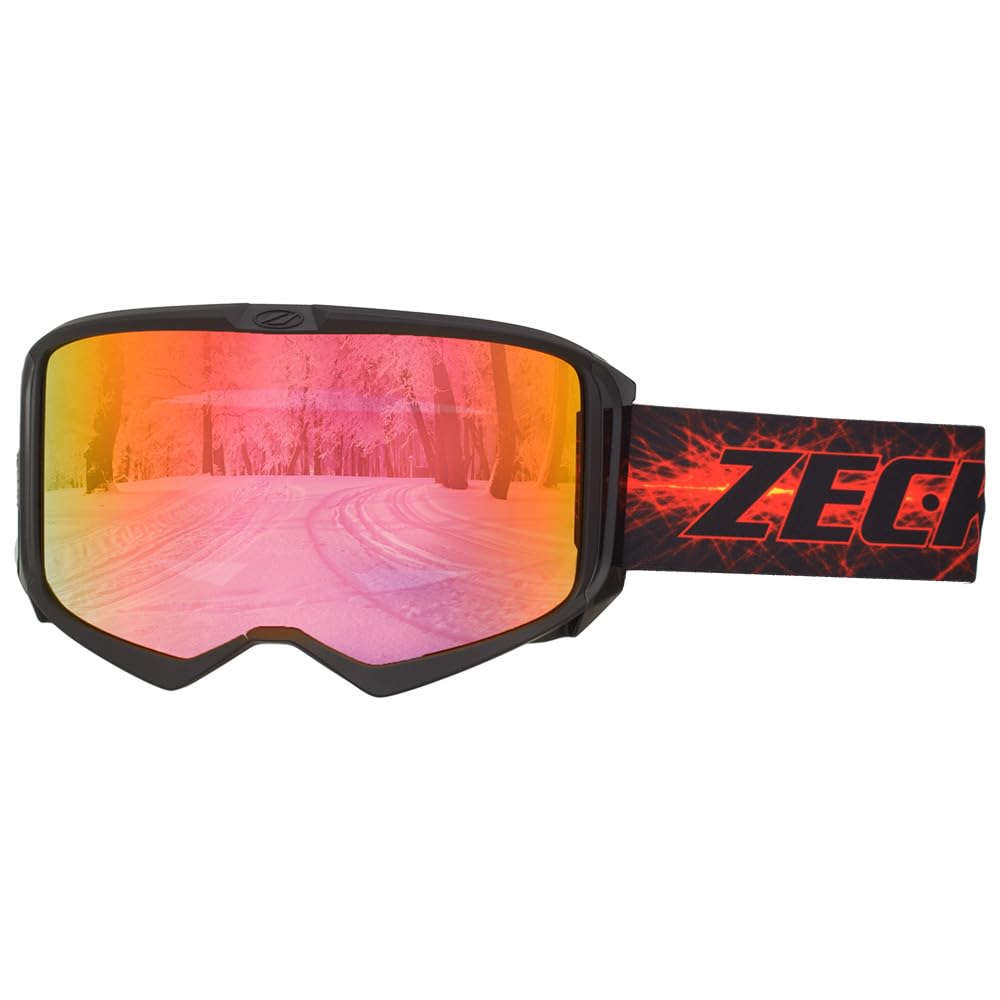 ZECK Snow Goggles Asian Matte for Snowboarding and Double Flat Lens LZ-18J, Fit, Black, Skiing, Lens,