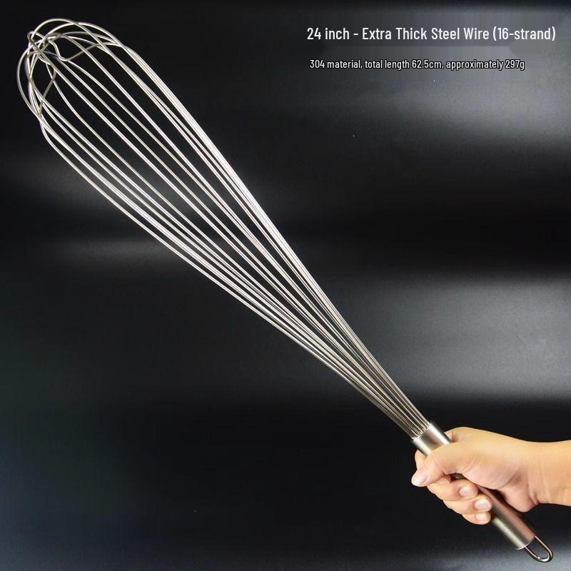 Commercial 304 Stainless Steel Egg Beater - 16 Wire Whisk for Baking and Whipping Cream, Large Size