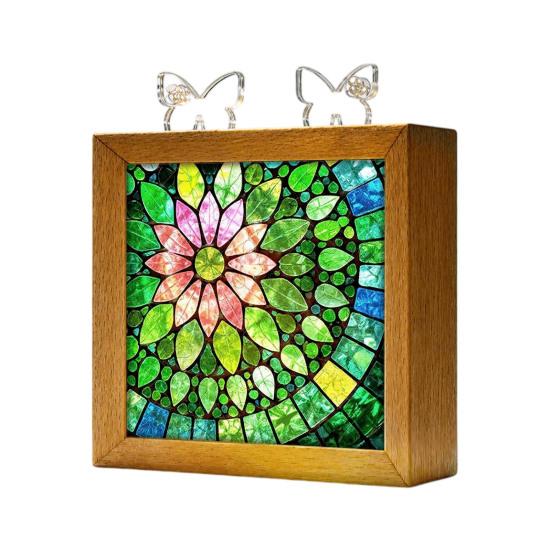 Desktop Light for Office Acrylic Puzzle LED Night Light, 2-In-1 USB Royal Iris Bloom Jigsaw Lamp, Cozy Atmosphere DIY Creative Home Ambient