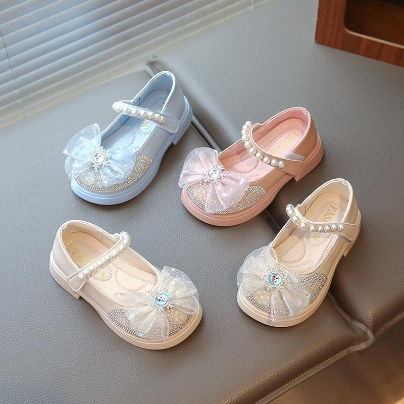 Spring and Autumn New Fashion Trend Rhinestone Girls Comfortable Soft-soled Leather Shoes