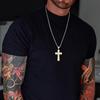 Xiaomi Vnox Chunky Three Layered Cross Necklaces for Men, Black Silver Color Stainless Steel Bold Faith Cross Pendant,Hip Hop Necklace