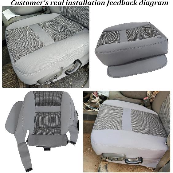GXARTS Driver Side Bottom Replacement Cloth Seat Cover Light Gray Compatible with Dodge Ram 1500 2500 3500 4500 5500 2006 2007 2008 2009 2010