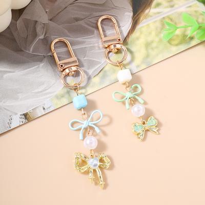 Sweet Heart Charm Key Ring High-Quality Decorative Key Chain Bow Pearl Keychain Multi-Functional Cute Keychain For Birthday Bag