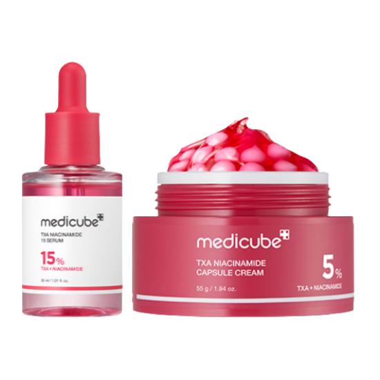 Medicube Tranexamic Pink Toning 2-Piece Set – Tranexamic Pigmentation Toning Serum 30 ml + Tranexamic Pigmentation Toning Capsule Cream 55 g