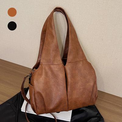 Retro neue einfache große Tasche weiches Leder großes Fassungsvermögen Schulterhandtasche Tasche Damentasche