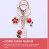 [LALAFINA] 2023 Zodiac Rabbit Keychain Key Ring with Cherry Blossom Design, Easter, Year of the Rabbit, Metal Key Charm, Cute, Prayer, Heian Era,