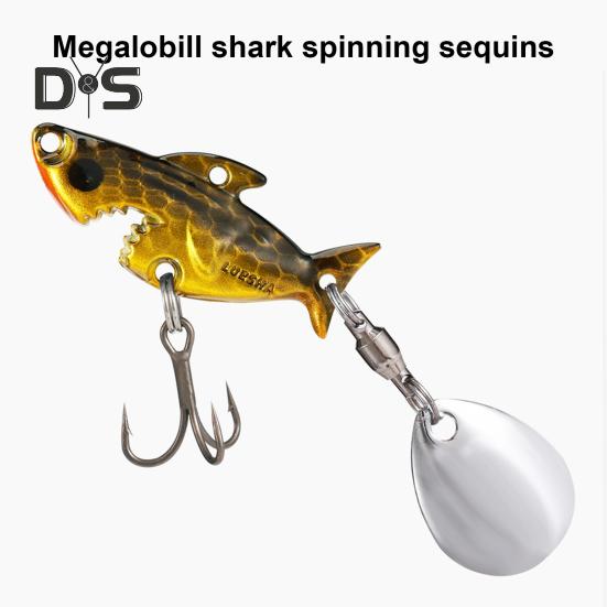 3.8CM/10G Metal Shark Fishing Lure with Spinner Sequin Treble Hooks Long Casting Artificial Hard Bait Freshwater Saltwater Trout Bass Fishing