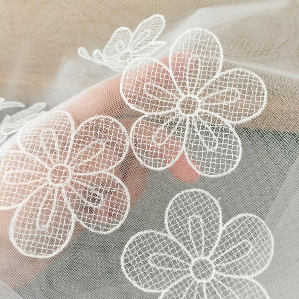 5Pcs/Lot White Black Flowers Mesh Patch Handmade Sewing Material Repair Application 7CM Wide
