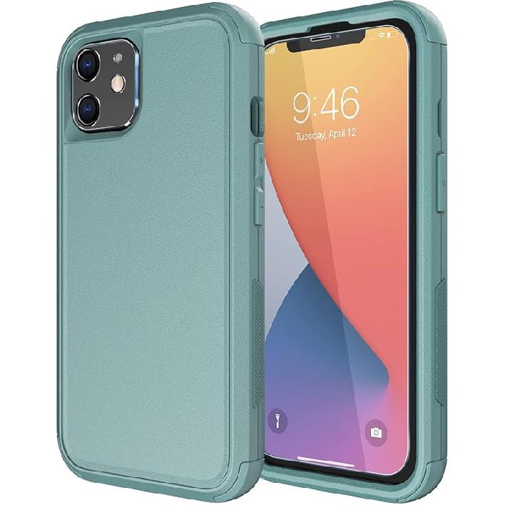 

Diverbox для чохла iPhone 11 [Протиударний] [Захищений від падінь] [Захисне скло для екрана], Чохол для телефону з посиленим захистом для Apple iPhone 11 Pine Green-3in1