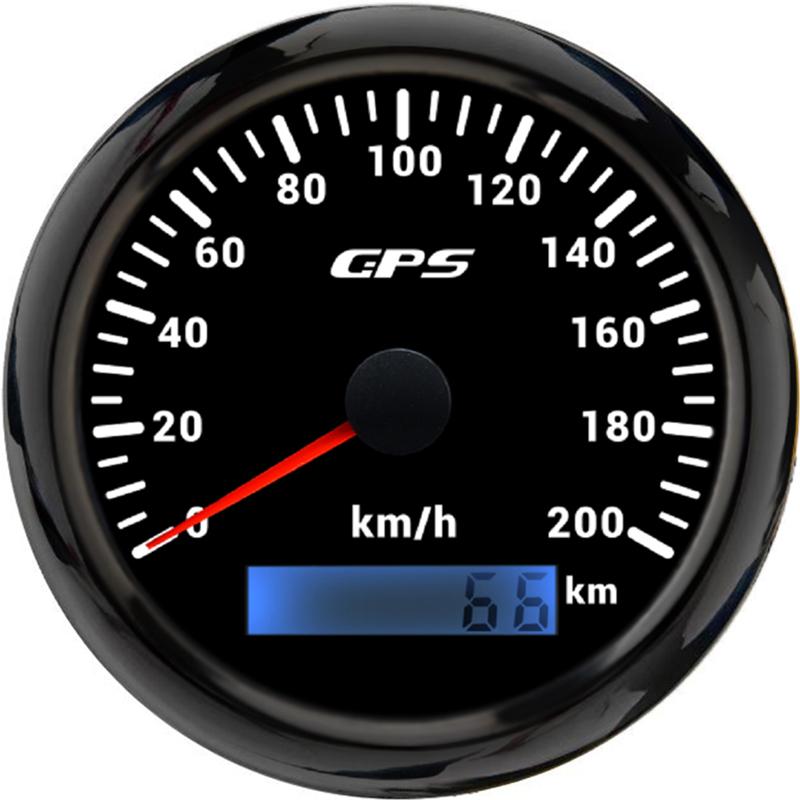 ELING 85mm (3 3/8'') Speedometer GPS 30 60 120 200 Km/h MPH 80 160 MPH Odometer with 7 Colors Backlight for Motorcycle Yacht