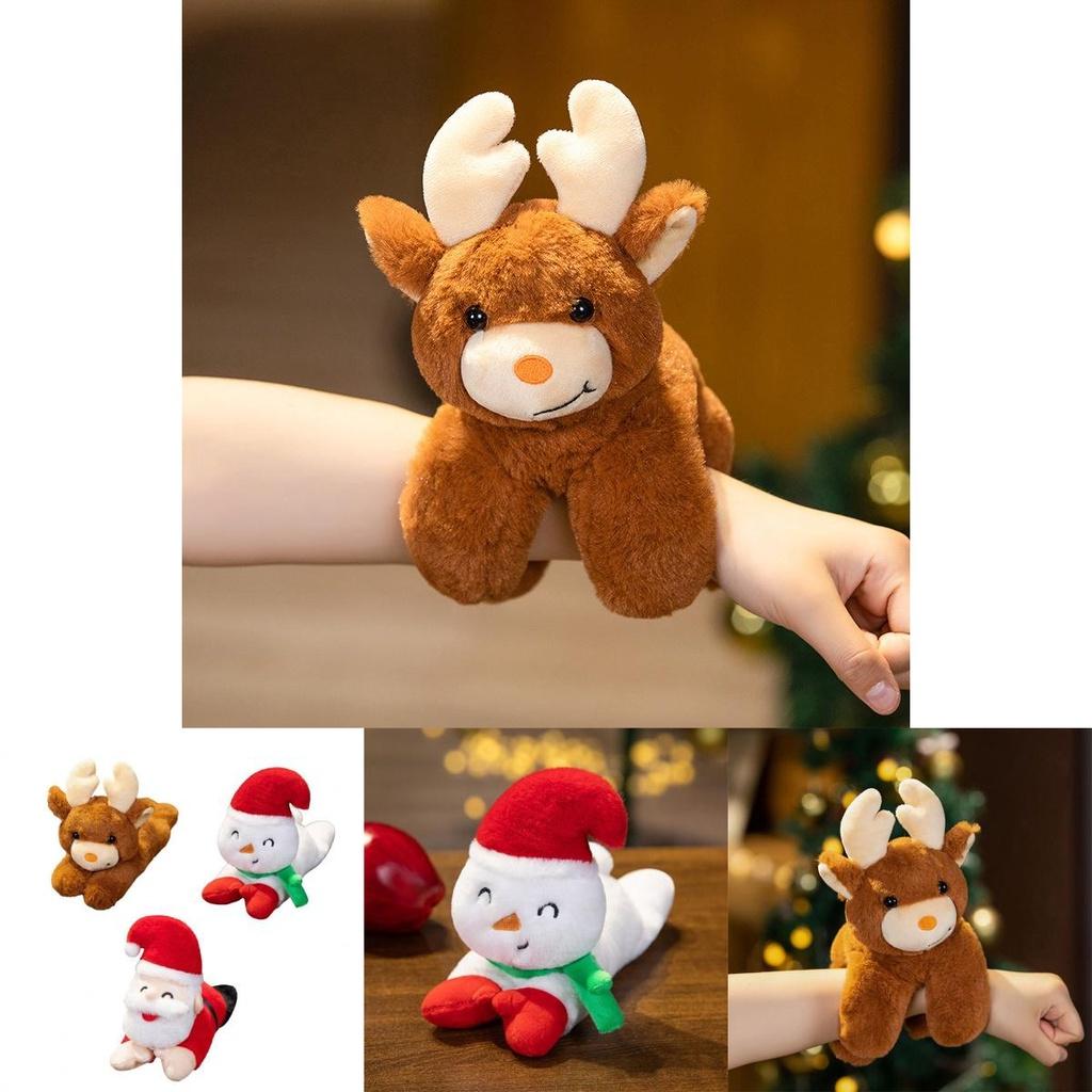 Adorable Santa Claus Plush Toy With Wrist Paddle Bracelet Soft And Short Plush Material
