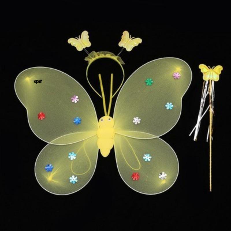 Girls' Luminous Butterfly Wings & Light-Up Fairy Wand Dress-Up Set