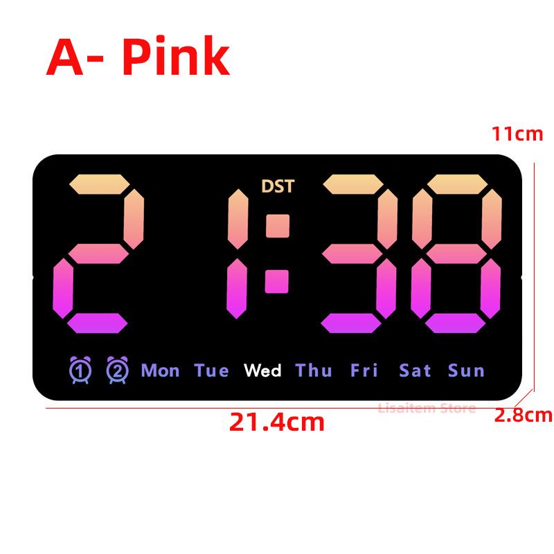 Electronic Wall Clock Temperature Date Table Clock Wall-mounted Dual Alarms Digital LED Clocks for Home Bedroom Voice Control