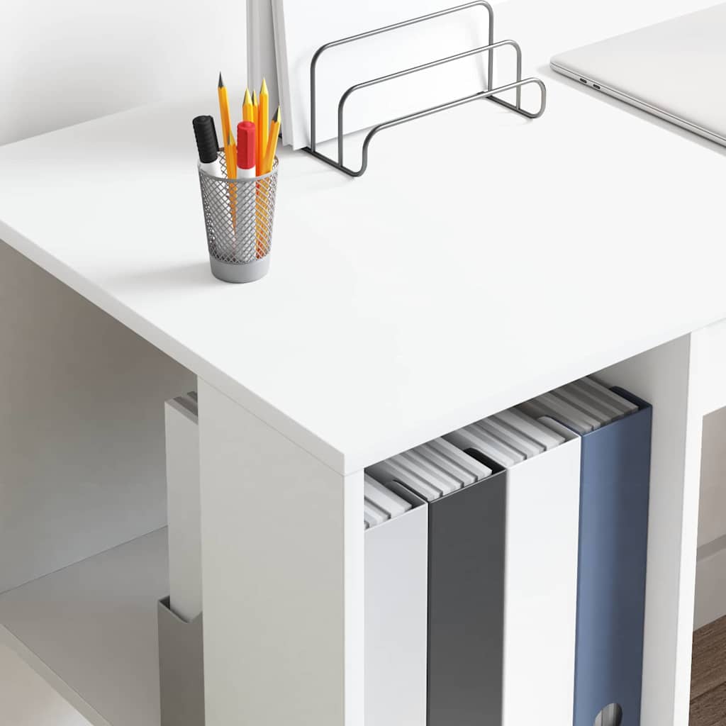 White Desk with Shelf 130 x 50.5 x 75 cm Engineered Wood