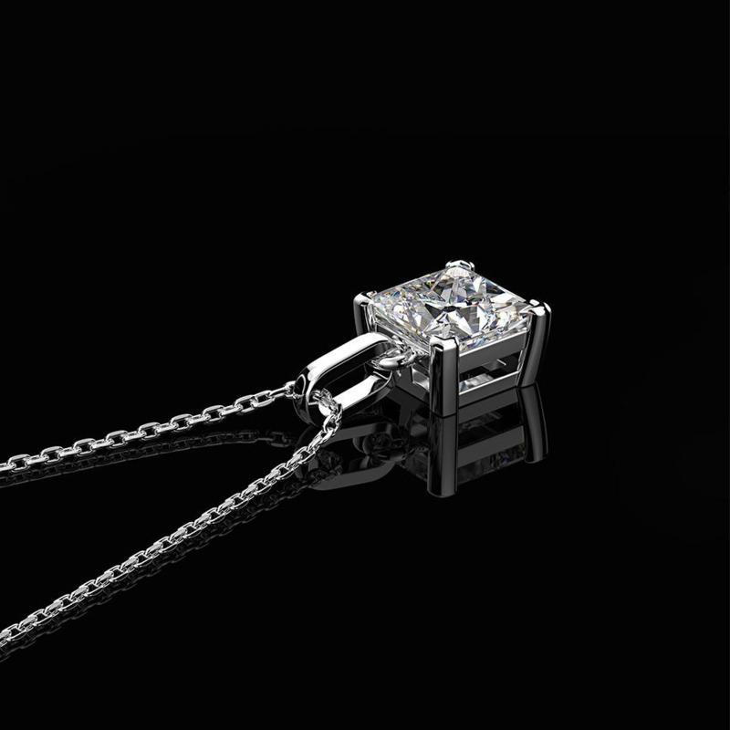 Gica Gema Collane di Diamanti ad Alto Contenuto di Carbonio Argento Sterling 925 Pendente Quadrato 4 Griffe Design Unico Romantico Gioiello Fine Regali per Feste Nuziali Nuova Tendenza