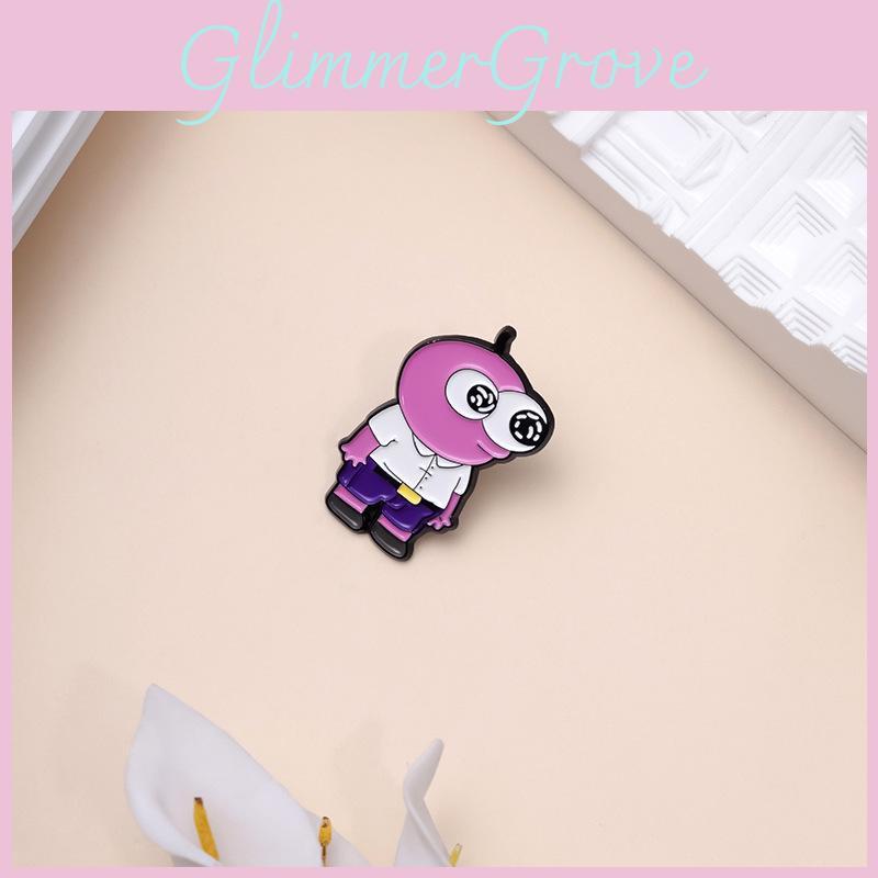 Pink Stylish Cartoon Character Brooch Featuring Big Eyes Fashionable Metal Pin Accessory