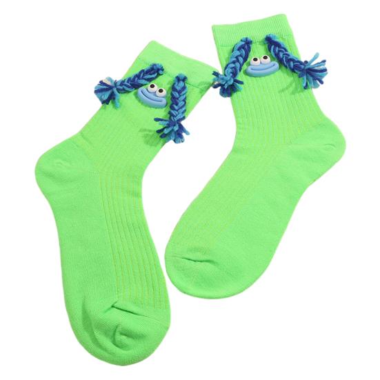 Funny Cartoon Socks Crazy Silly Socks with Braids Women Men Crew Socks with Sausage Lips Eyes for Party Daily Wear Birthday Festive Gifts