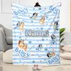Bluey Adventure Customize Your Name Blanket Multi-purpose Customizable Blanket Warmthful Decor Versatile for Office Chair Picnics Seaside Nap