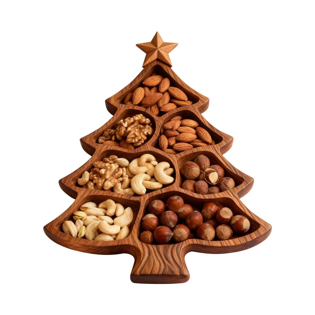 Christmas Tree Charcuterie Board Wooden Divided Food Tray Christmas Tree Serving Platter Cheese Board for Fruit Dessert Nut