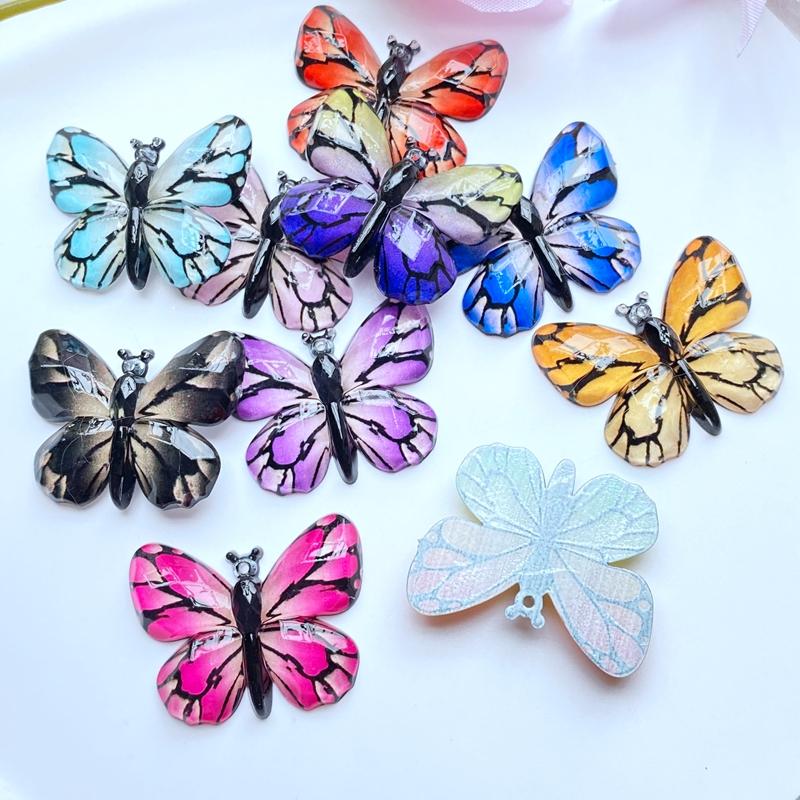 10pcs New Cute Acrylic Mini Butterfly Pattern Flat Back Cabochon Scrapbook Kawaii DIY Embellishments Accessories Home Decor