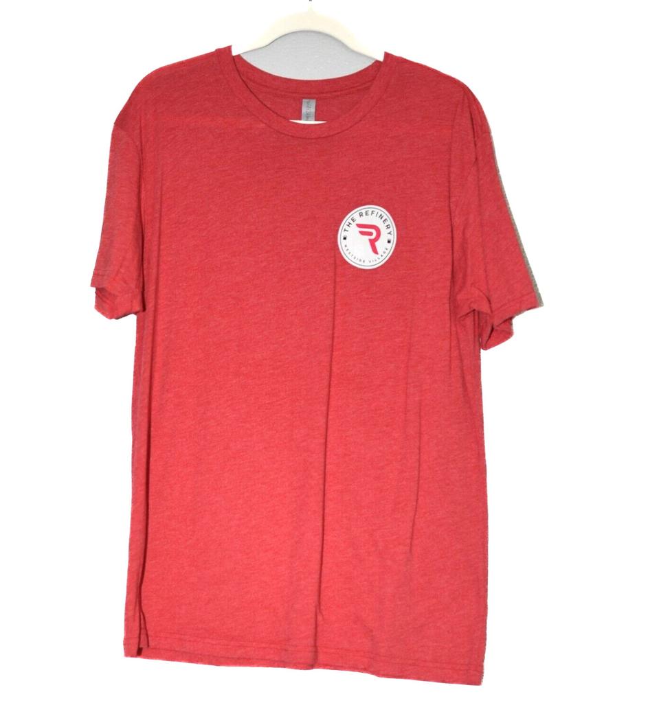 Next Level Men Red T-Shirt Graphic Logo The Refinery Crewneck Short Sleeve Large