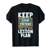 European Sizes Funny Teacher T-Shirt for Educators | Keep It On The Lesson Plan Graphic with Books & Pencils Design,