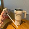 Large Capacity Stainless Steel Straw Thermos Bottle Portable Handle Double Drink Insulation Cups Coffee Mug Car Ice Tumbler Cup