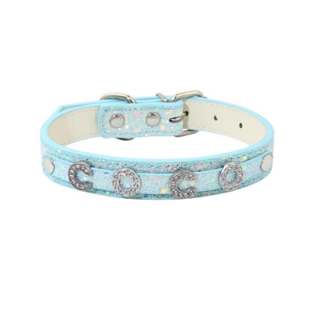 Pet Products Diamond Letters Leash Sequin Decorated Leather Collar