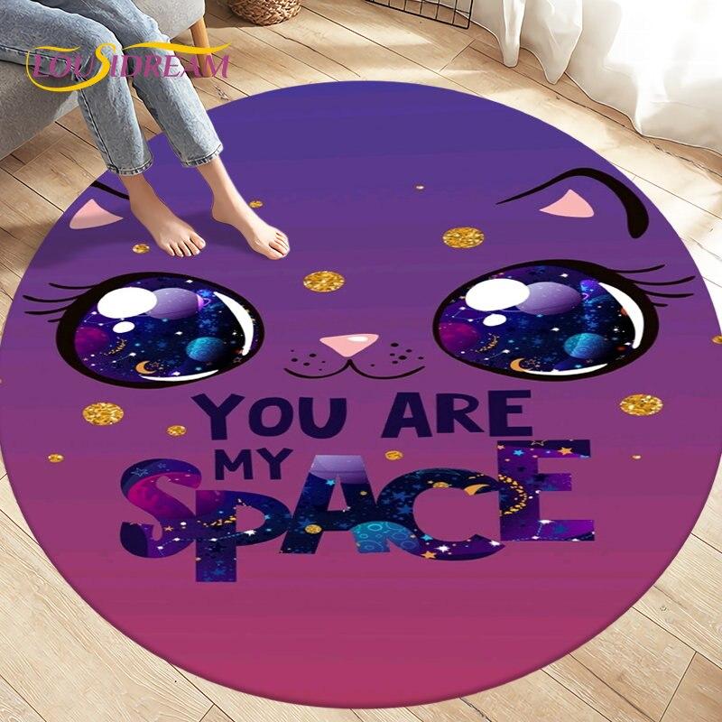 3D Cartoon Cute Cat Area Rug,Round Carpet Rug for Living Room BedRoom Sofa Chair,Kids Play Crawl Soft Non-slip Floor Mat Gift