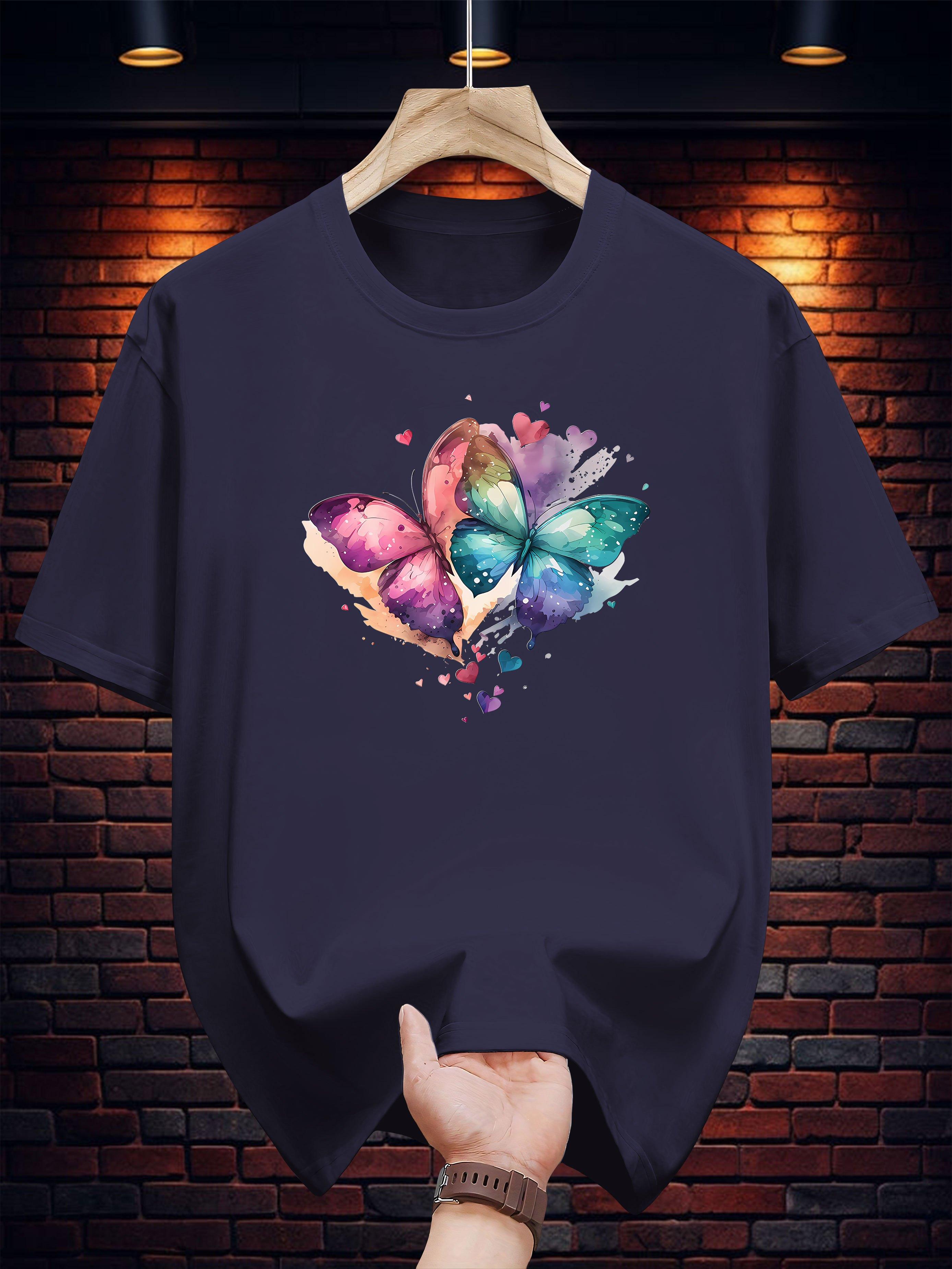 Graphic T-shirt - Vibrant Butterfly & Heart Design XXL