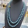 Ice Natural Chalcedony Necklace 12M Women'S Blue Water Necklace Girls' Long Necklace Mom Chain Premium Sense