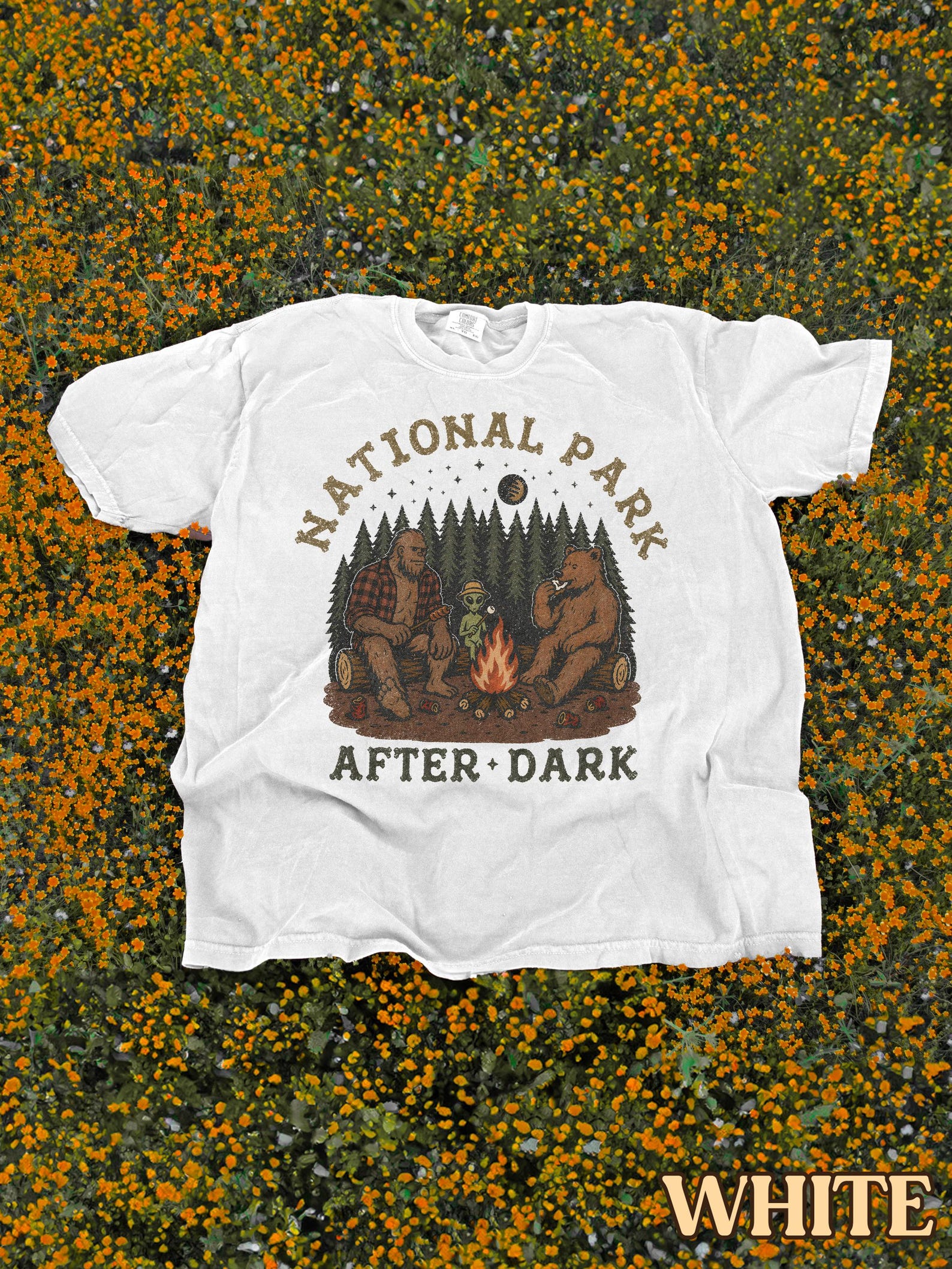 National Park After Dark T-Shirt, National Park Shirt, 100% Cotton CC1717, Funny Cute Camp Shirt, BigFoot Shirt, Alien Hiking T-Shirt 2XL