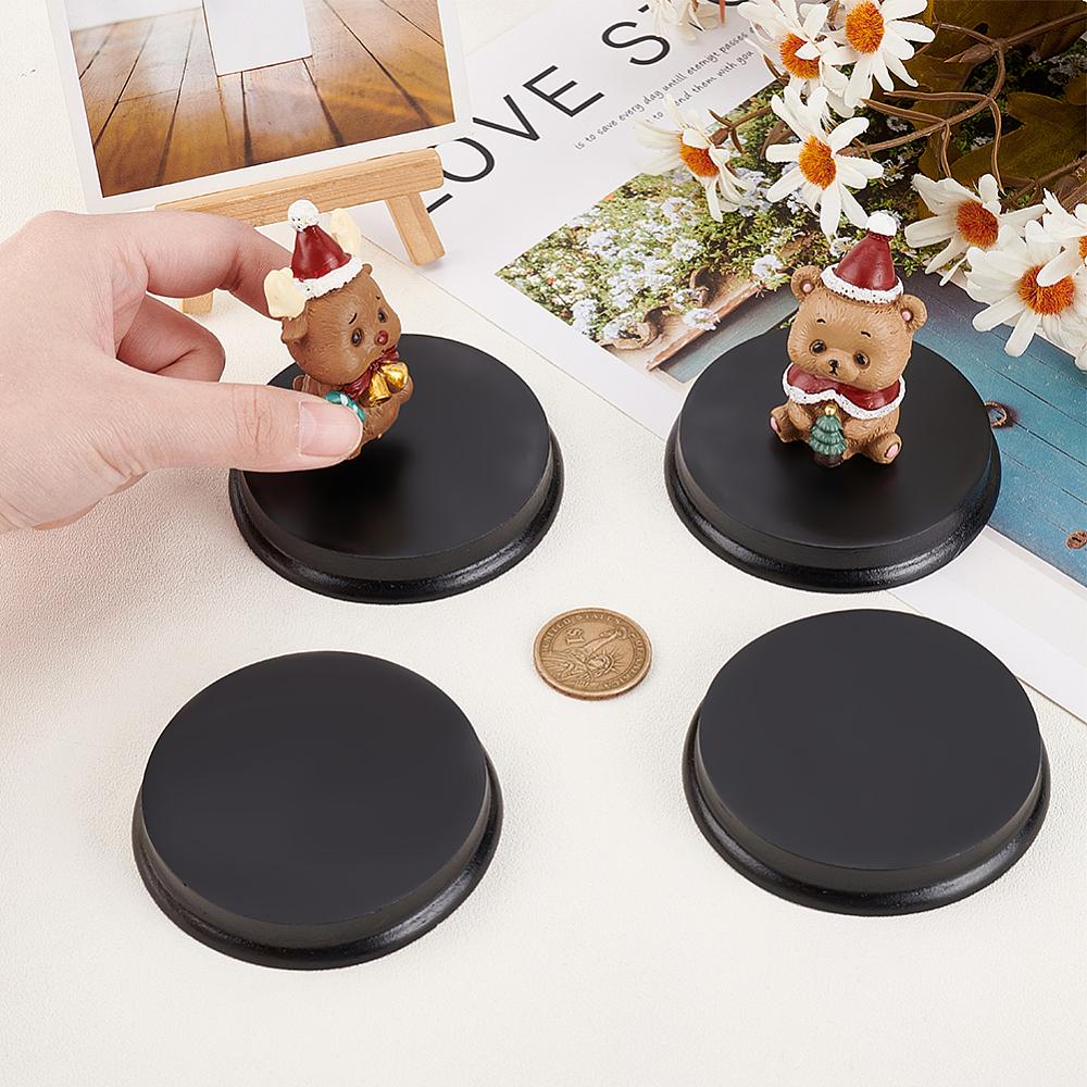 4pcs Flat Round Polymer Clay Display Base for Action Figure Miniatures Models Figurines Black 7.95x1.2cm