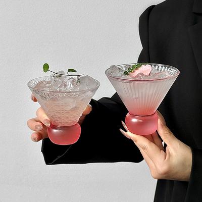Creative Gemstone Pattern Tall Glass Cup Cocktail Iced Coffee Juice Bubble Water Beverage Nordic Sled Solid Color Universal Cup