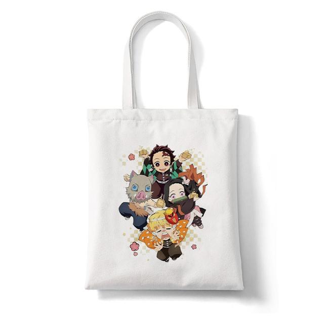 Demon Slayer Japan Anime Kimetsu No Yaiba Kamado Tanjirou Kabelky Taška cez rameno Nákupná kabelka Vysokokapacitná dámska plátená taška