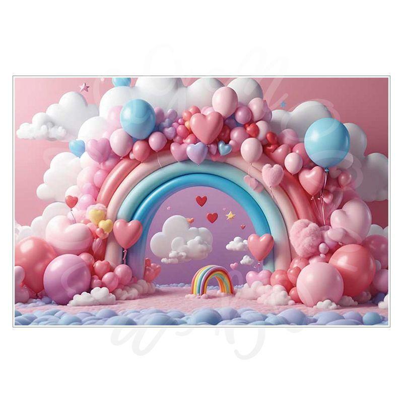 Balloon Cartoon Background Fabric for Pet Children's Birthday Party Decoration Wall Fabric, Photography and Photo-taking Background Fabric