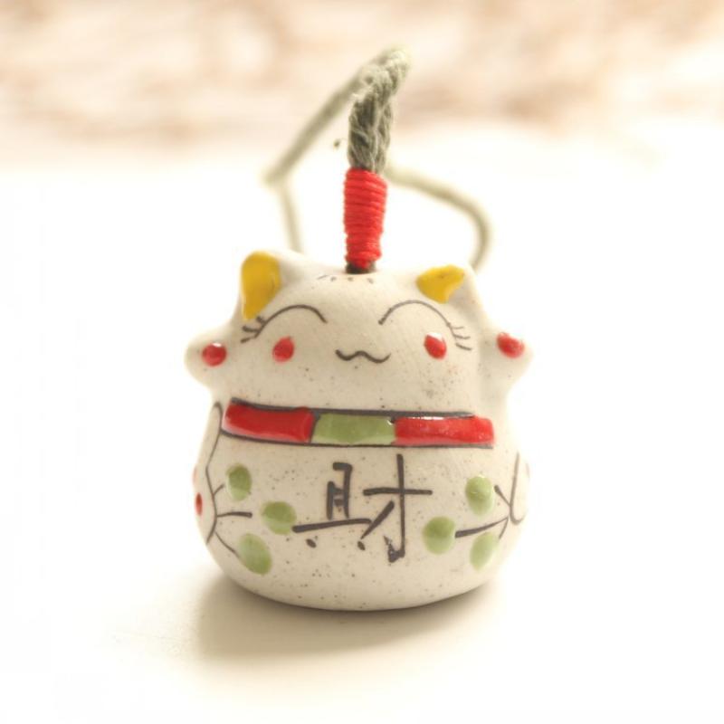 1/5Pcs Lucky Cat Bag Hanging Foyer Decor Handicrafts Sunny Day Doll Gift Cat Ceramic Pendant Room Decoration Accessories