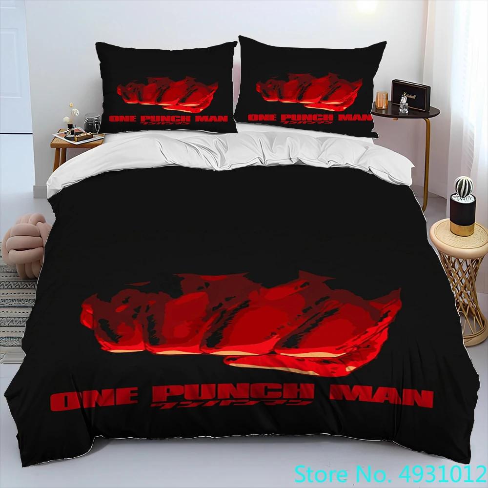 One Punch Man Anime Cartoon Bedding Set Duvet Cover Bed Set Quilt Cover PillowcaseKing Queen Size Bedding Set Kids Gift
