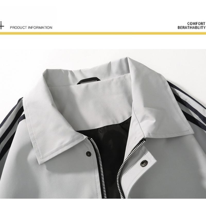 Jacket Men's Fashion Tide Men's Casual Jacket Lapel Jacket Closure Sleeve Country Tide Wind Jacket Men's Teenage Mouth Breathable Work Casual Jacket