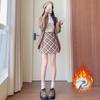 Red Plaid Women's High-Waist A-Line Skirt, Stylish Petite Woolen Skirt for Spring/Autumn 2026.