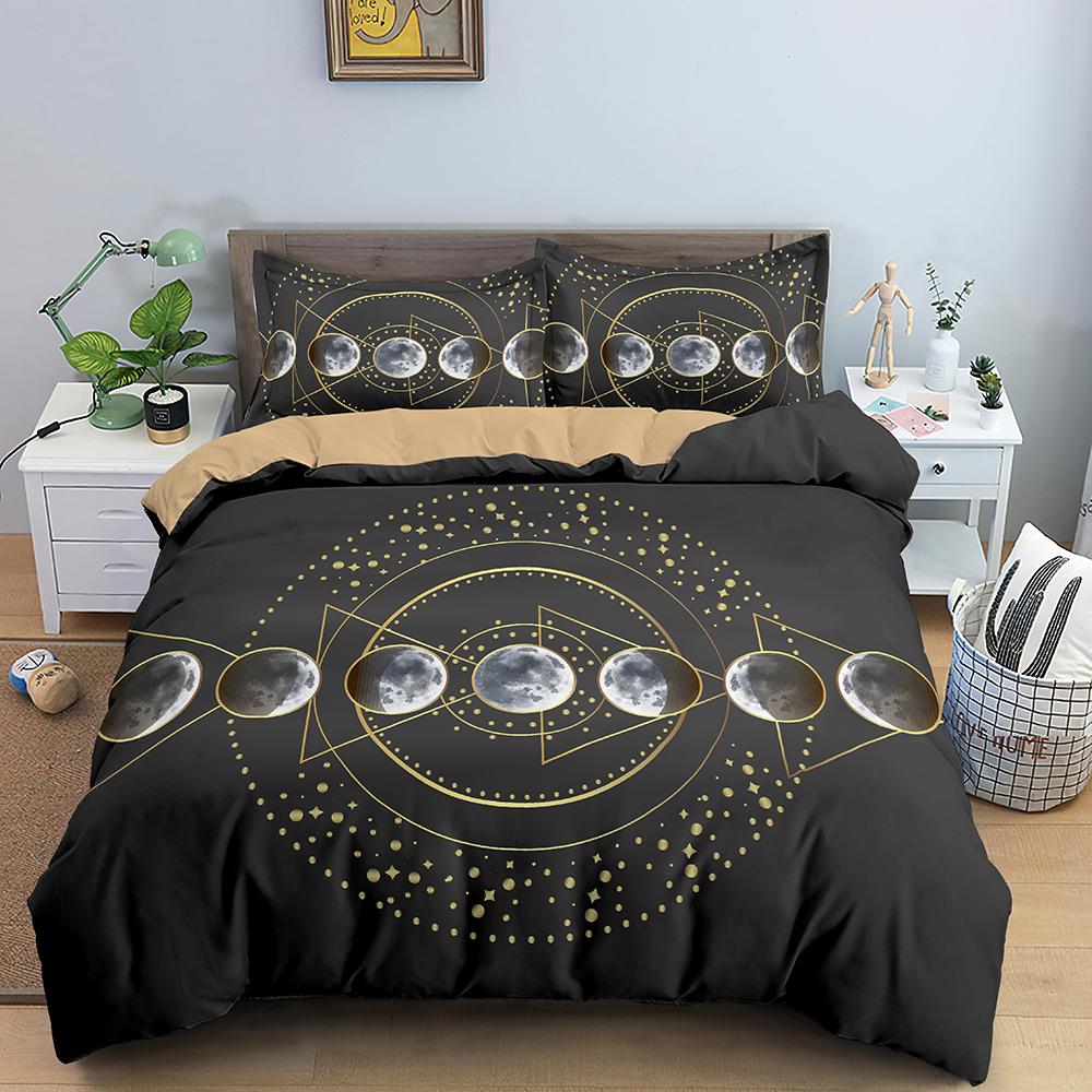 Divination Pattern Style Bedspread Cover Kit Single Size Queen Size King Size Size Quilt Cover Cozy Microfiber Fabric Sun And Moon Pattern Style