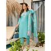 Women's Viscose Embroidered Straight Kurta with Pant And Dupatta Sets