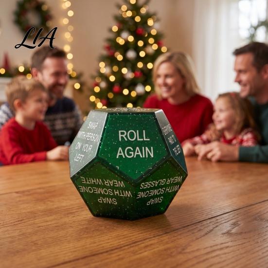 Holiday Stocking Stuffers Santa Swap Gift Exchange Dice, 12-Side Glitter Game Christmas Stuffers, Ideas Secret Party Favors Dice for
