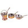Copper Tableware Serving Set Inside Steel | Dinnerware Combo With Spoon (1 Bucket, 1 Kadhai, 1 Handi), 3 Pieces