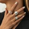Exaggerated Wide Ring Set Heart Shaped Women Jewelry Fashion Joint Rings  Ladies