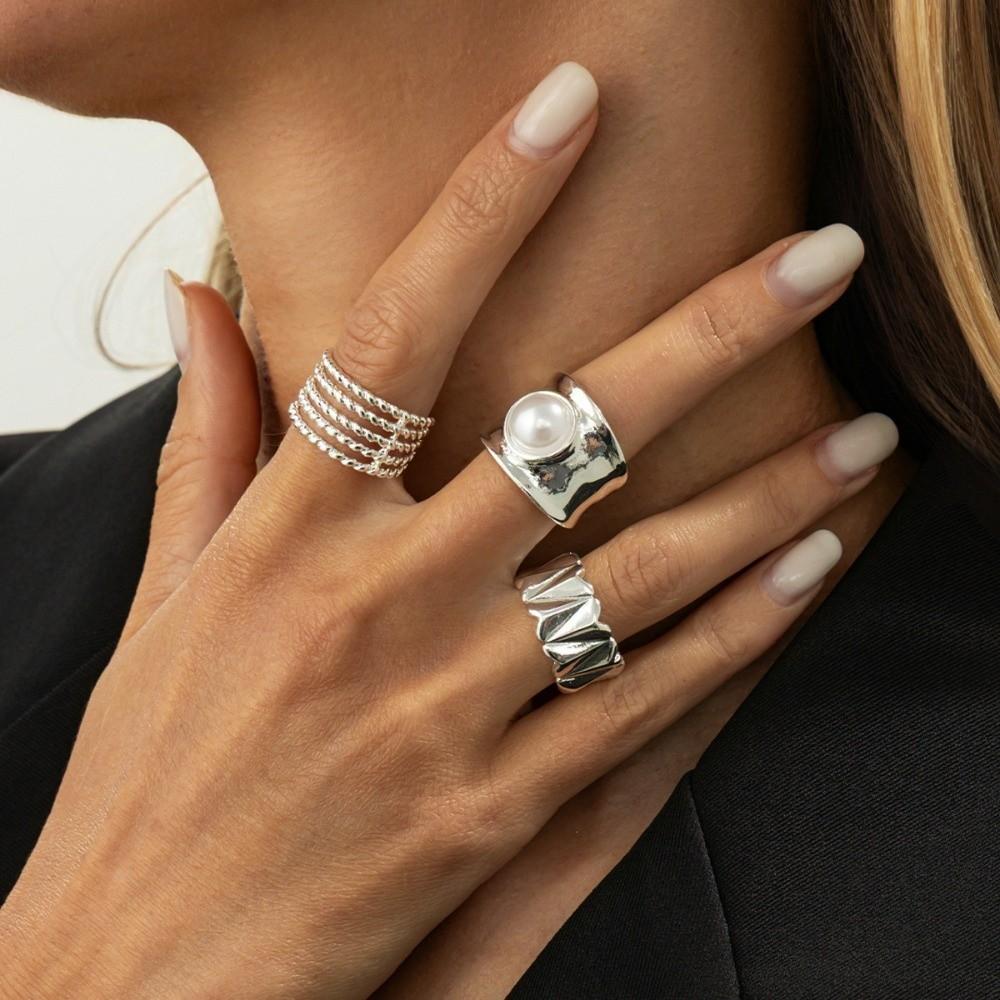 Exaggerated Wide Ring Set Heart Shaped Women Jewelry Fashion Joint Rings  Ladies