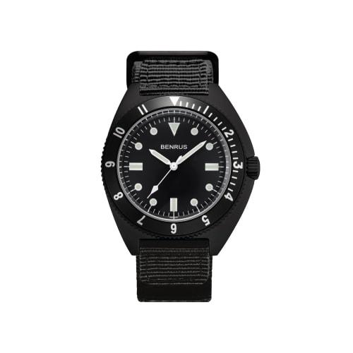 Benrus TYPE-1-BK-COMBAT-BK Men's Watch, Black/Khaki